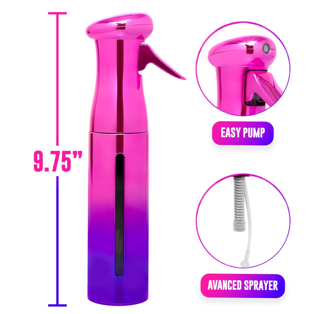 Colortrak Luminous Spray Bottle, 250Ml/8.5Oz Bottle With Full 360 Distribution, Easy-Use Pump, Quick View Window To Monitor Wate