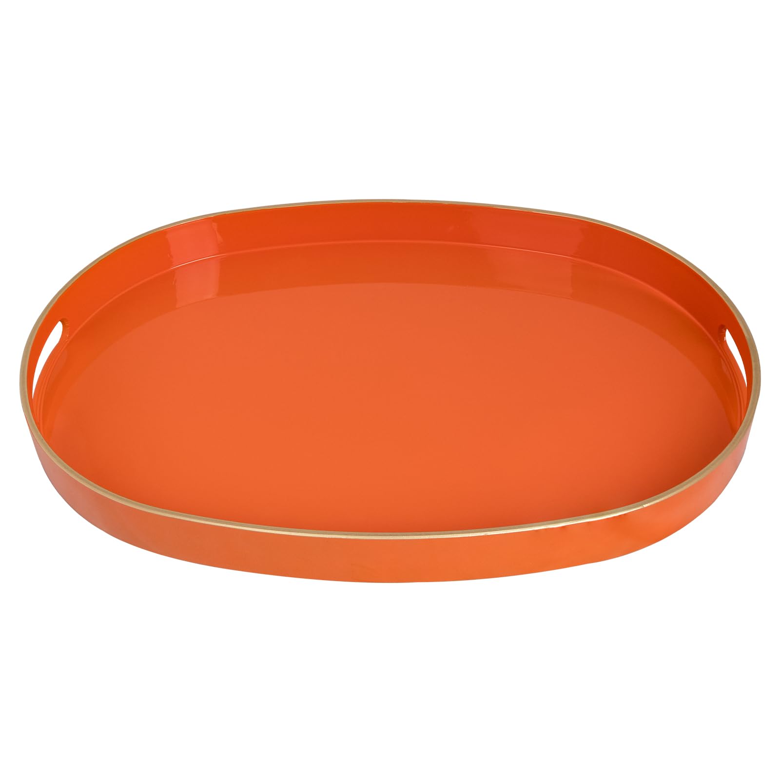 MAONAME Orange Decorative Tray, Oval Serving Tray with Handles, Plastic Trays for Coffee Table, Ottoman Trays for Living Room, B