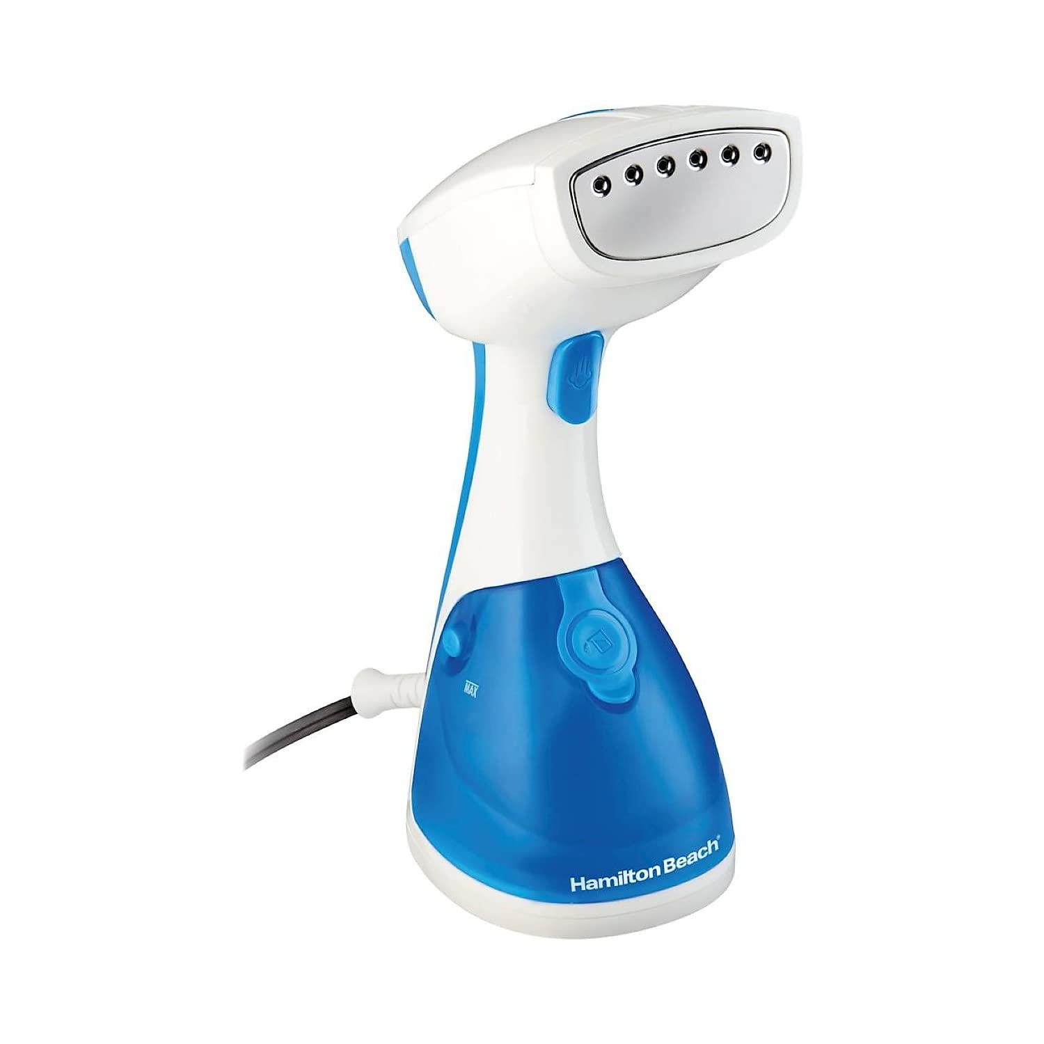 Hamilton Beach Handheld Garment Steamer, 15 Min Continuous Steam, 1000 Watts, White & Blue, Model 11555, Portable Wrinkle Remover