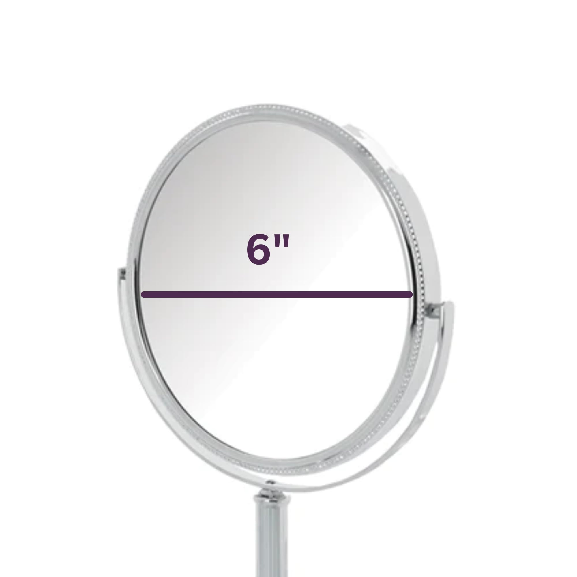 Jerdon Two-Sided Tabletop Makeup Vanity Mirror - 10X-1X Magnification & Swivel Design - 6-Inch Diameter Portable Mirror - Polish