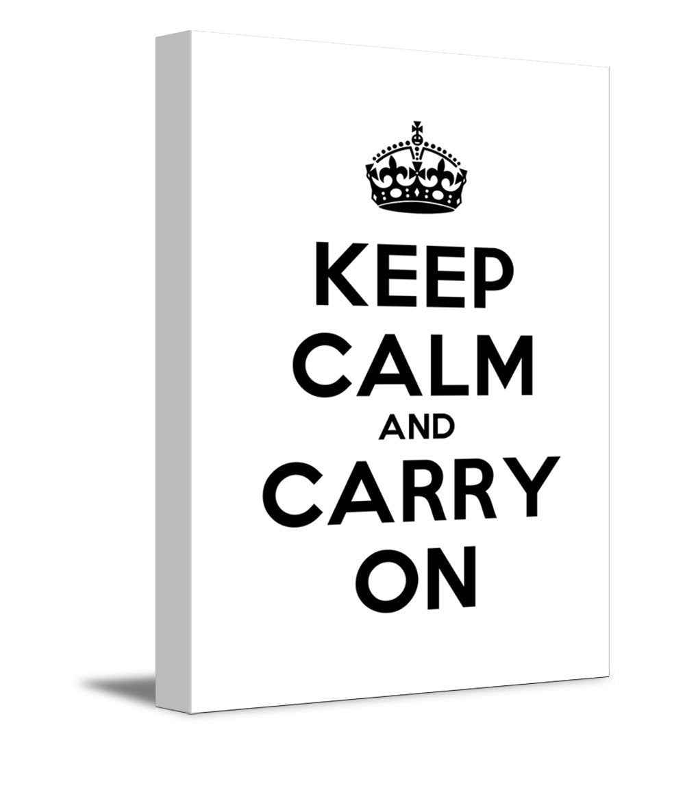 Canvas Wall Art Gallery Wrap Canvas Prints - Keep Calm And Carry On | Stretched White Canvas Home Art Ready To Hang - 32'' X 48'