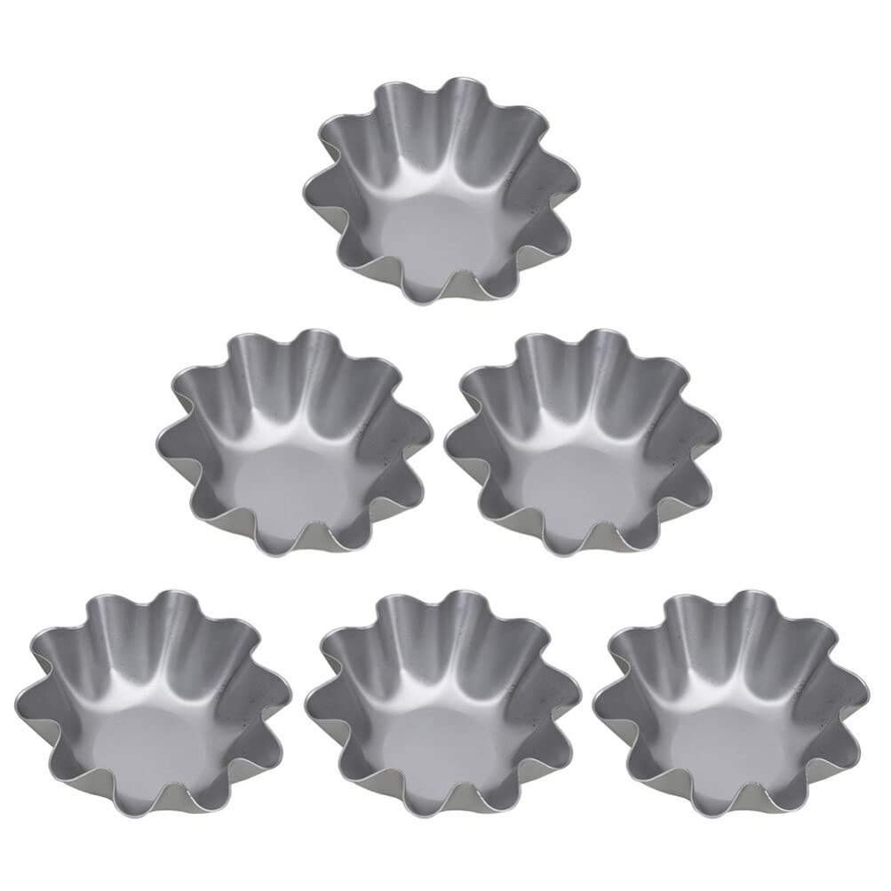 Luxshiny Egg Tart Tin 6Pcs Portuguese Tart Mould Tart Baking Pan Egg Tart Mold Mini Metal Tart Pans For Home Bakery(3.03X1.18In)