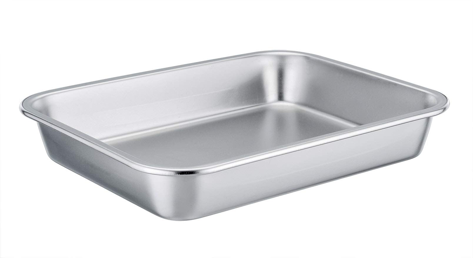 TeamFar Lasagna Pan, 10.6 x 8.3 x 1.7inch Stainless Steel Rectangular Cake Brownie Pan Casserole Baking Dish, Compact for Toaste