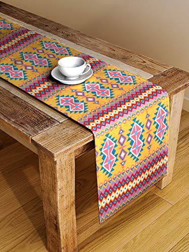 Alina Decor Poly Cotton Abstract Pattern Hd Printed Washable Runner For Dining Table Runner/Table Runner For Dining Table 4-6 Se