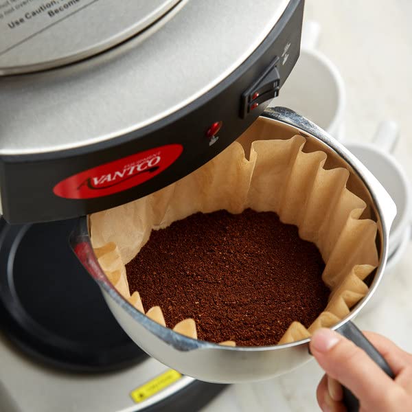 Natural Unbleached Brown Biodegradable Extra Large Coffee Filters 10  12  13  14  15 Cup Basket for Commercial  Home Coffee Maker Extra High Extra Wide  Anti ground  9.75 '' Flattened Diameter (500 Pcs)