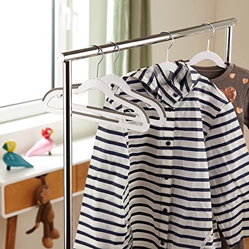 Amazon Basics Plastic Kids Clothes Hangers With Non-Slip Pad, 30-Pack, White And Black, 12.8'' W X 8'' H X 0.3'' D