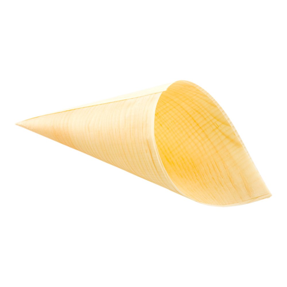 Restaurantware 7-In Pinewood Serving And Tasting Cone: Perfect For Appetizers And Finger Foods At Home Parties Or Catering Event