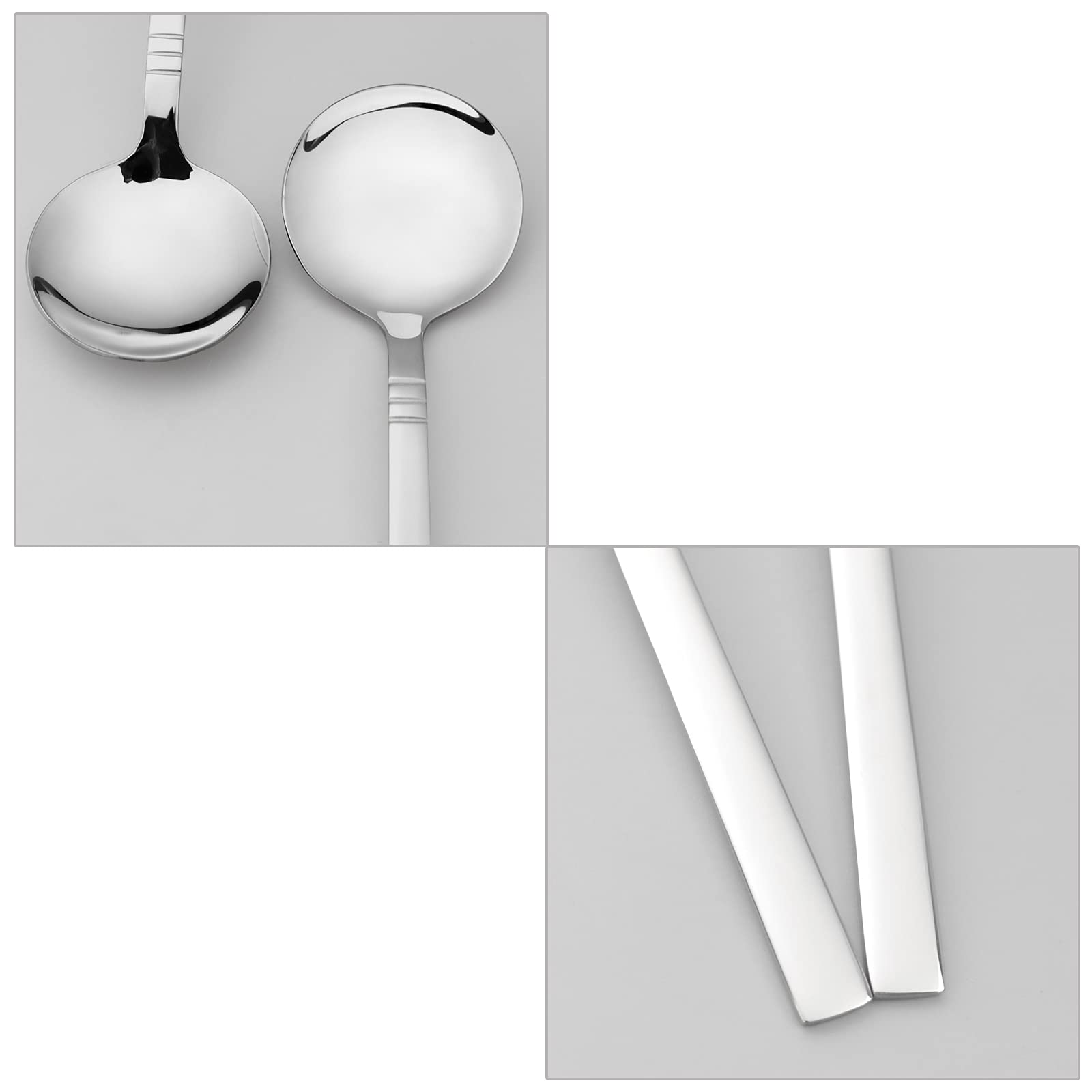 Lesbin Stainless Steel Soup Spoons, 12-Piece Round Bouillon Spoon