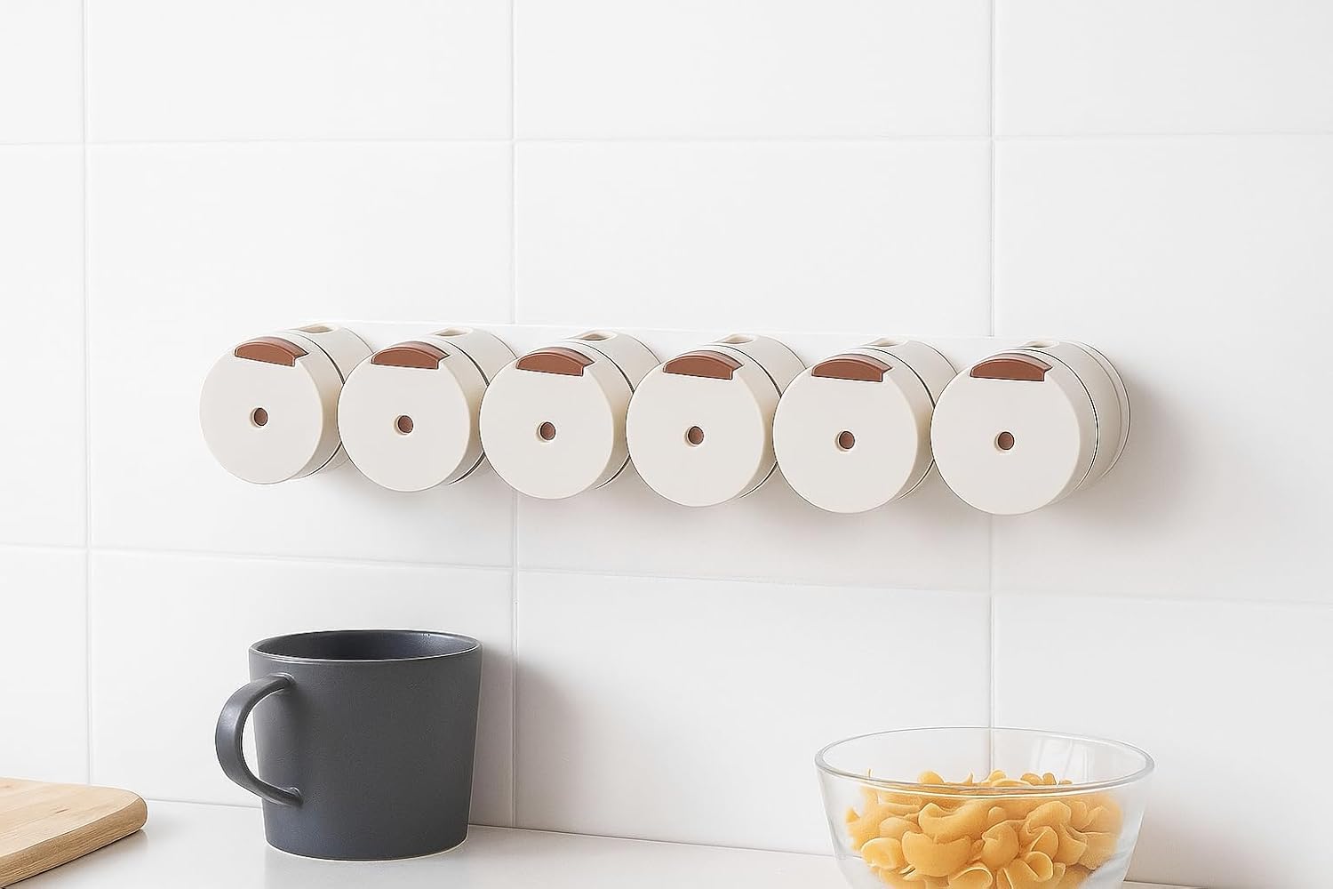 Storvex Wall Mounted Rotating Spice Rack With 6 Jar Spice Container Set Kitchen Wall Spice Organizer With Easy Pour Seasoning Bo