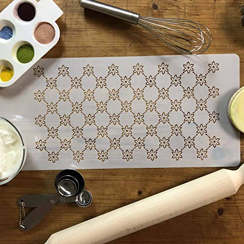 Designer Stencils Princess Lace 3 Cake Foodgrade Stencil, 6.4'' X 11.2'', Beige/Semi-Transparent