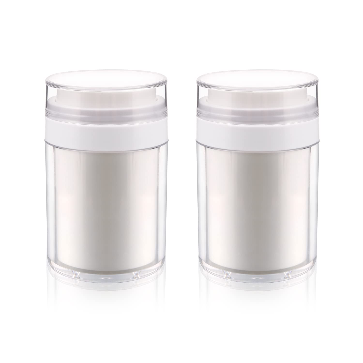 Usrommaner 2 Pack 3.34 Oz Airless Pump Jar,Empty Acrylic Vacuum Jar With Press Pump,Portable Travel Face Cream Lotion Container
