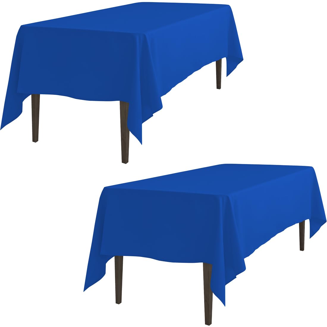 Ltc Linens 2 Pack Rectangle Tablecloths Royal Blue 60 X 126 Inch For 8 Ft Rectangular Banquet Tables With Half-Drop - Stain And