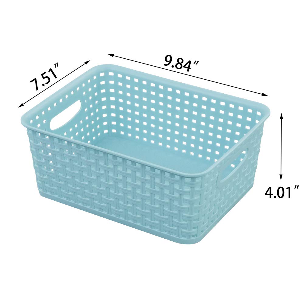 Annkkyus 6-Pack Plastic Weave Rattan Basket Bin For Storage, Small Baskets