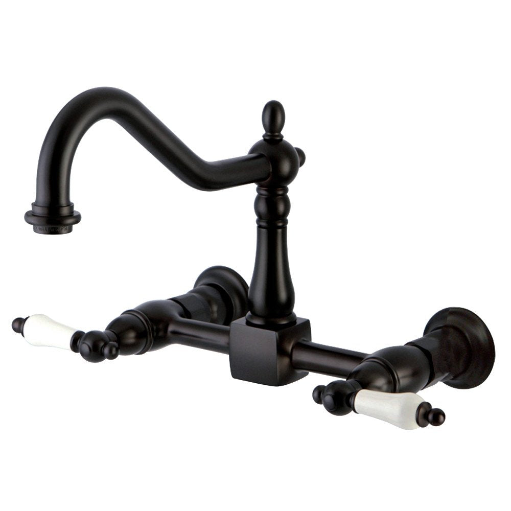 Kingston Brass KS1245PL Heritage 8 in. Wall Mount Kitchen Faucet  Oil Rubbed Bronze