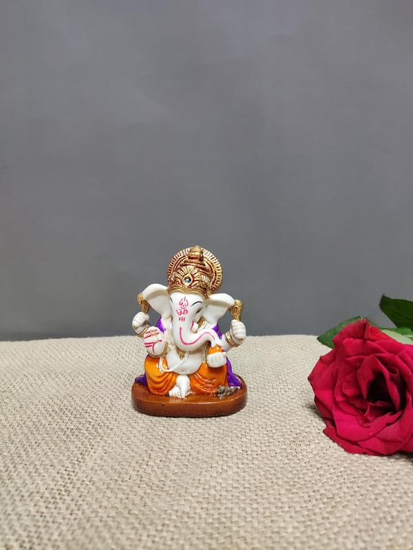Pratima Ganpati/Ganesha Murti For Gift, Home, Ganesh Bappa Vastu God Idol Statue For Daily Pooja (Size : 4 X 6.3 X 9, Orange)