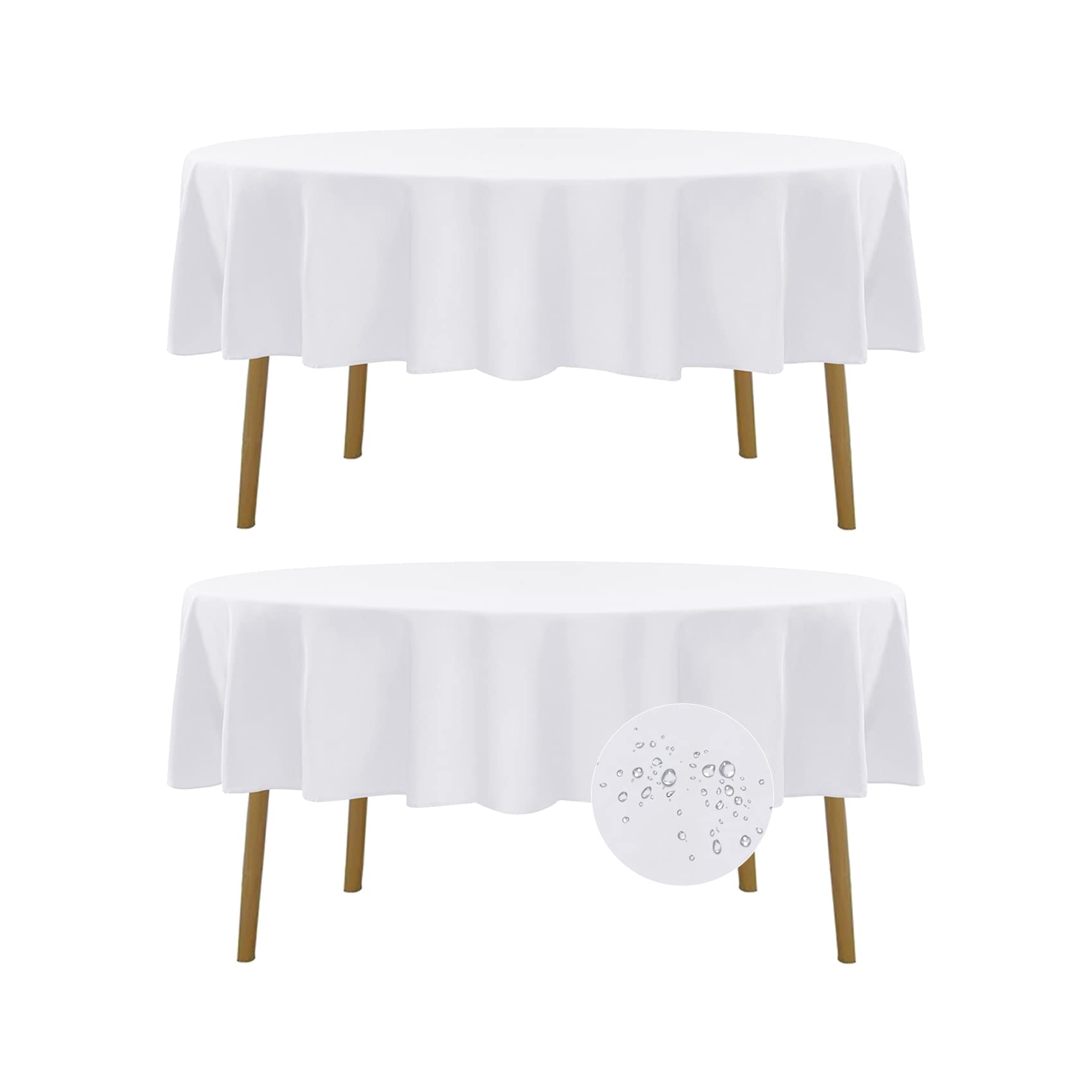 Fokitut 2 Pack Waterproof Round Tablecloth, 60 Inch, Stain Resistant And Wrinkle Polyester Table Cloth, Fabric Table Cover For K