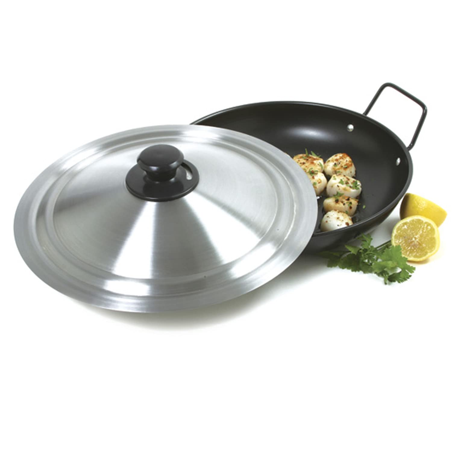 Norpro 12.5" Stainless Steel Universal Vented Steam Release Cookware Lid, Silver, Model 609