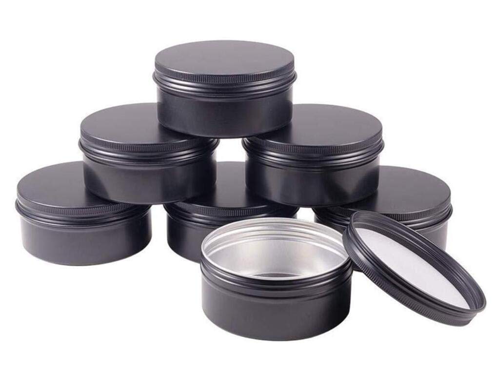 3 Oz.Tins Black Aluminum Metal Tin Round Screw Top Lid Containers Jars Metal Storage Tin Jars Aluminum Tin Cans Travel Storage T