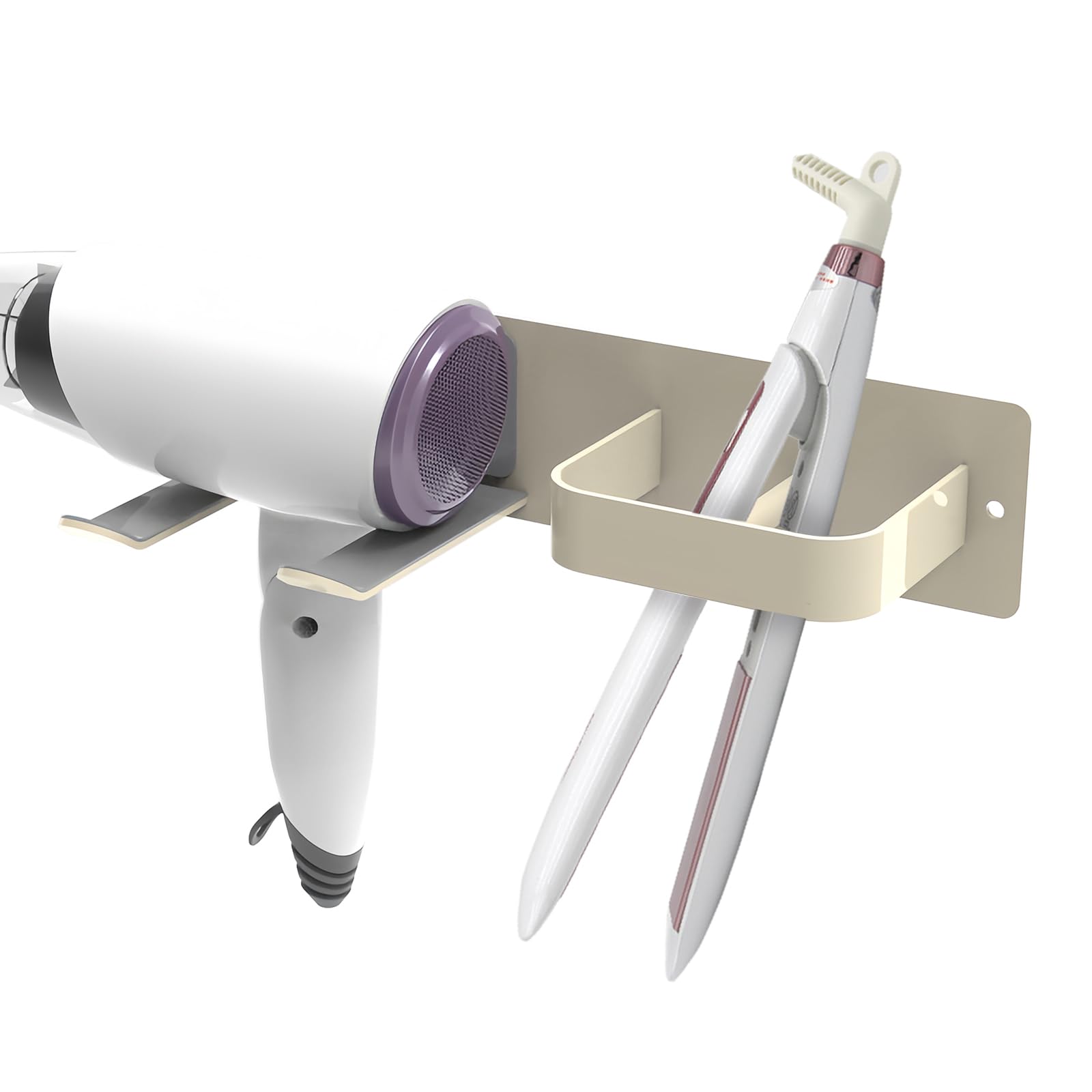 Adorila Hair Dryer Holder Wall Mounted, Self Adhesive Blow Dryer Holder, Hair Tool Organizer For Hair Dryer, Curling Wands (Ligh