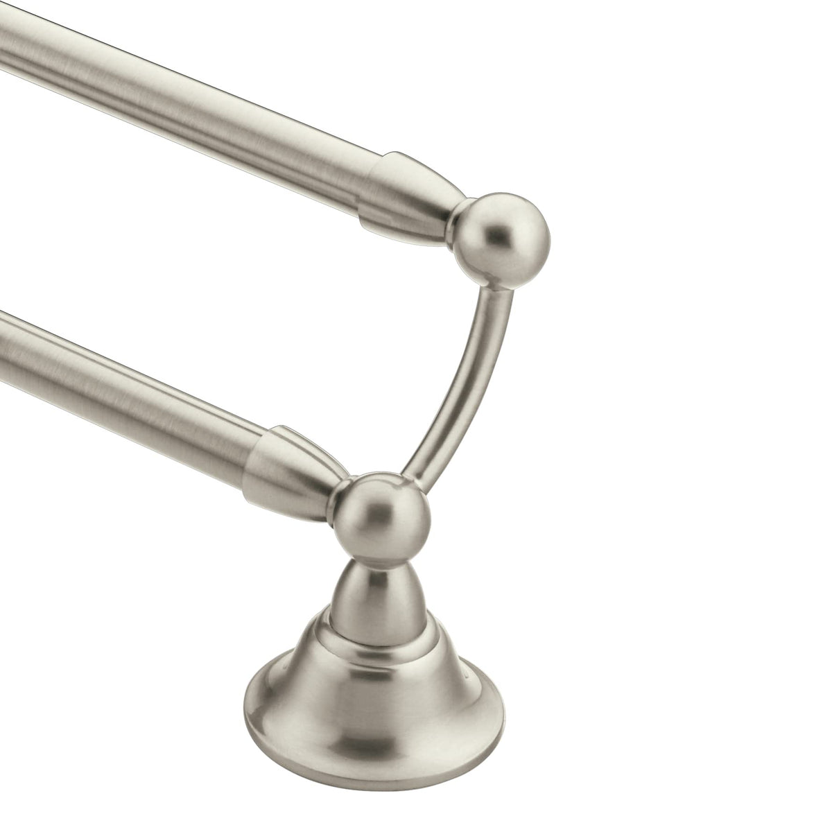 Moen Sage Collection Spot Resist Brushed Nickel 24-Inch Double-Towel Bar, Wall Mounted Bath Towel Hanger With Two Rods, Dn6822Bn