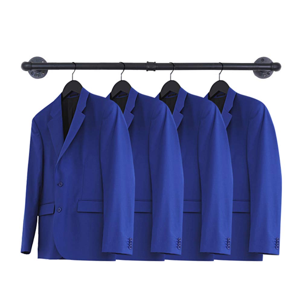 Industrial Pipe Clothing Rack, 30 Wall Mounted Clothes Garment Rack , Black Iron Pipe Clothes Hanging Bar, Heavy Duty Metal Ha