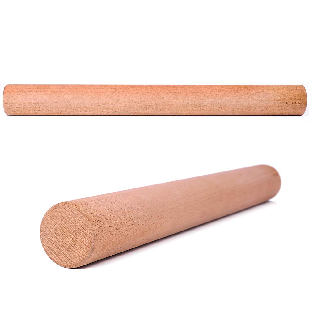 Etens Rolling Pin 17.3Inch, Professional Dowel Wood Rolling Pins For Baking Pasta Pizza Pie And Cookie, Wooden Dough Roller Pin