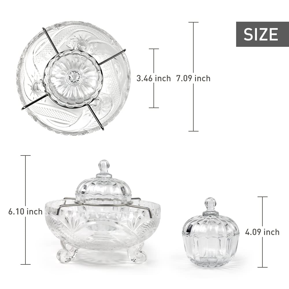 Duebel Caviar Serving Set, 1 Glass Divided Serving Bowl Set Plus 2 Pcs. X Mother Of Pearl Caviar Spoon -Caviar Dish Serving Set,