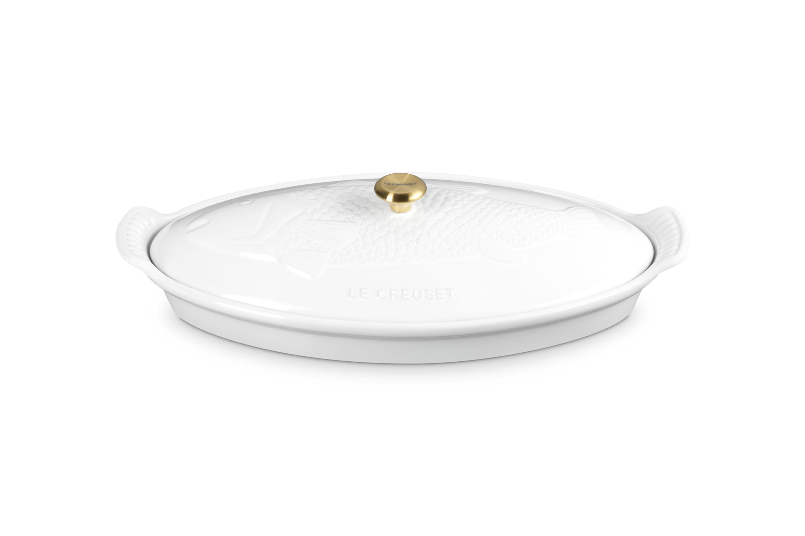 Le Creuset Stoneware Heritage Fish Baker, 1.7 qt., White