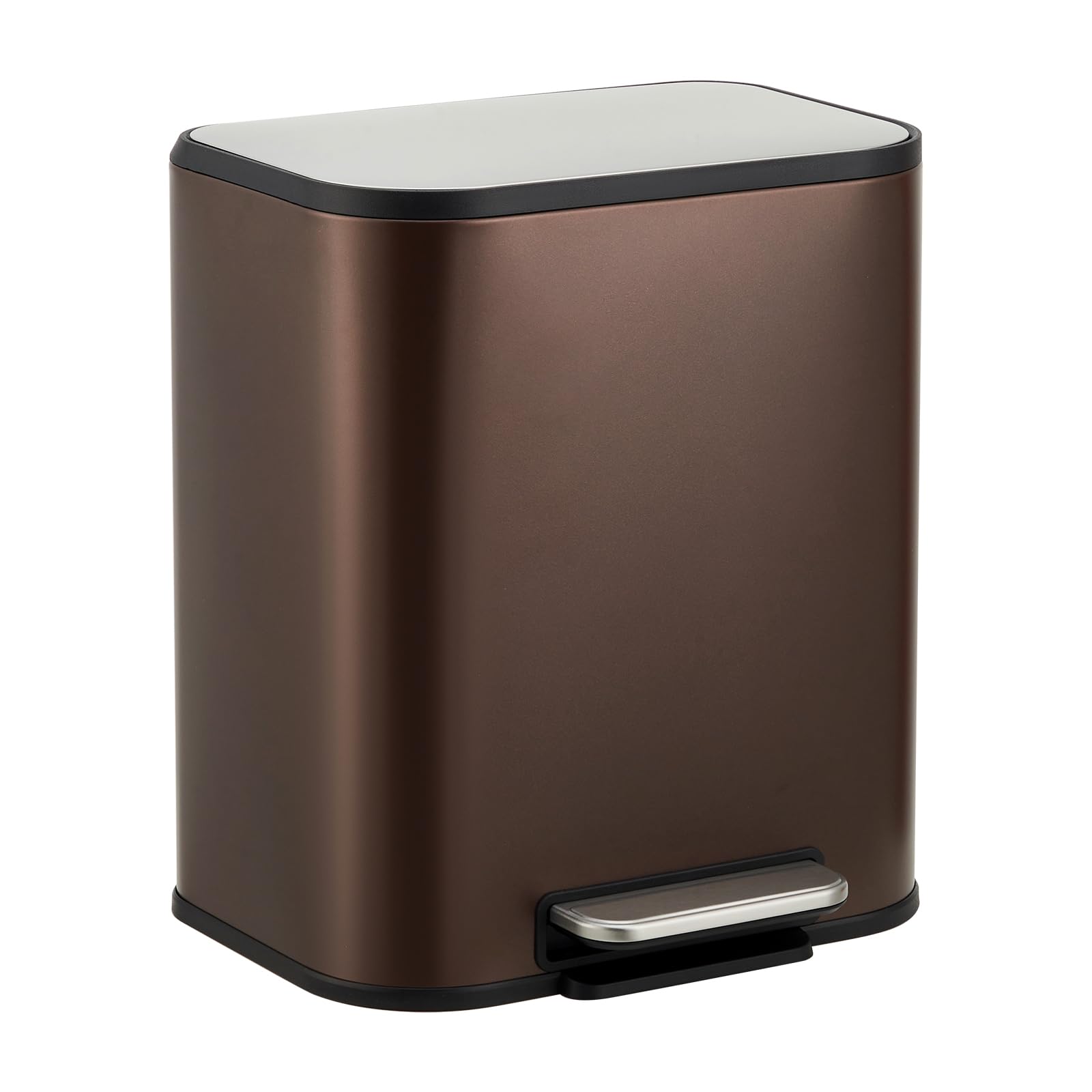 GarveeHome Kitchen Trash Can, 5.3 gal Stainless Steel Garbage Can with Soft Close Lid Foot Pedal & Removable Inner Bucket, Recta