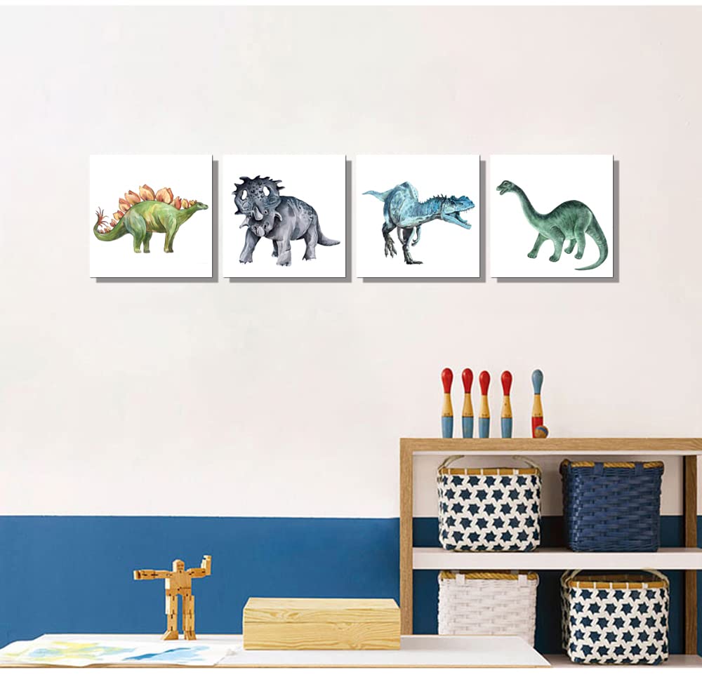 Popuwall Dinosaur Wall Art - Canvas Pictures for Boys Room, 16"x16", Dinosaur-3, Kids Room Decoration