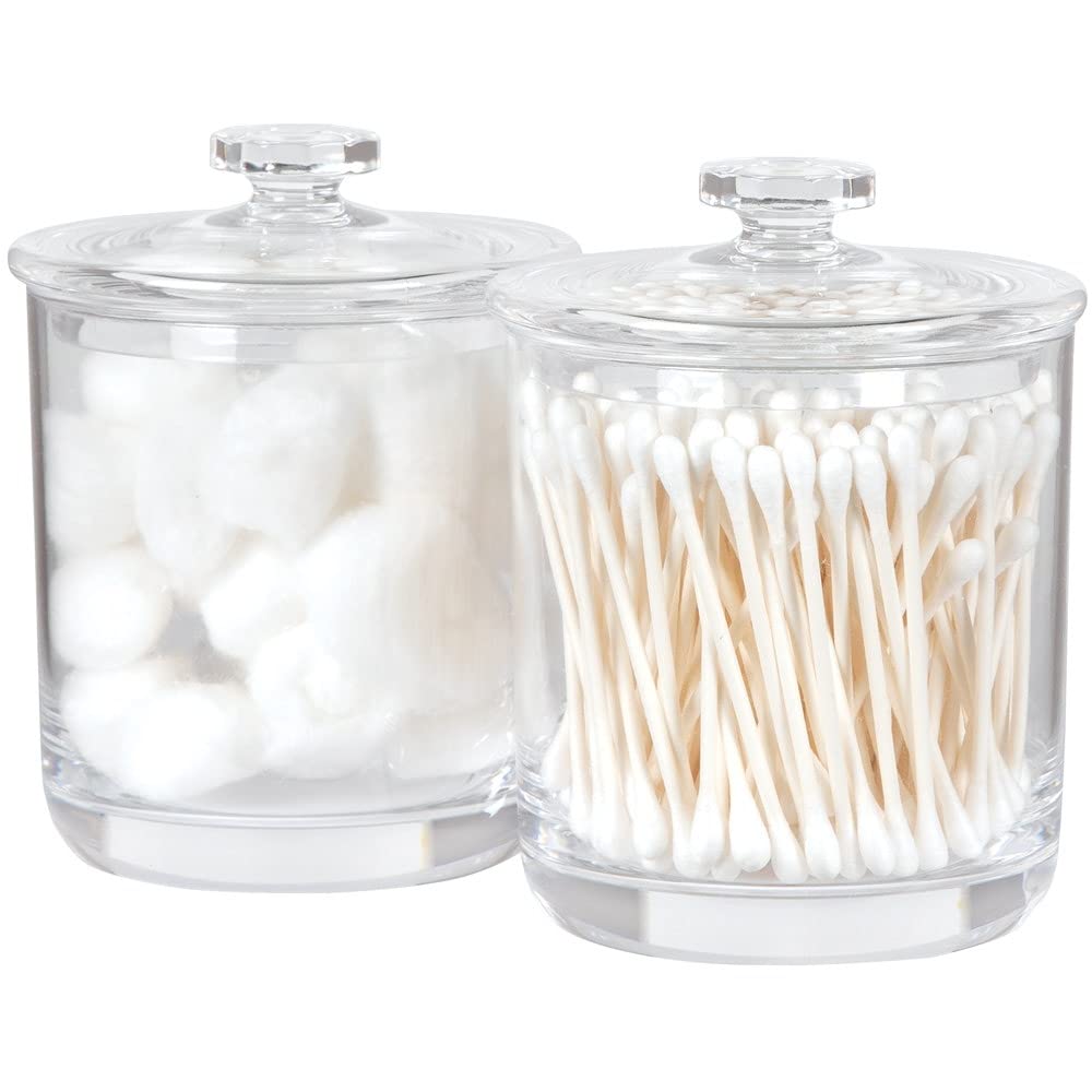 Forpro Acrylic Apothecary Jars With Lids, Set Of 2 15 Oz Storage Containers For Bathroom, Kitchen And Office, 4.5'' X 3.5''