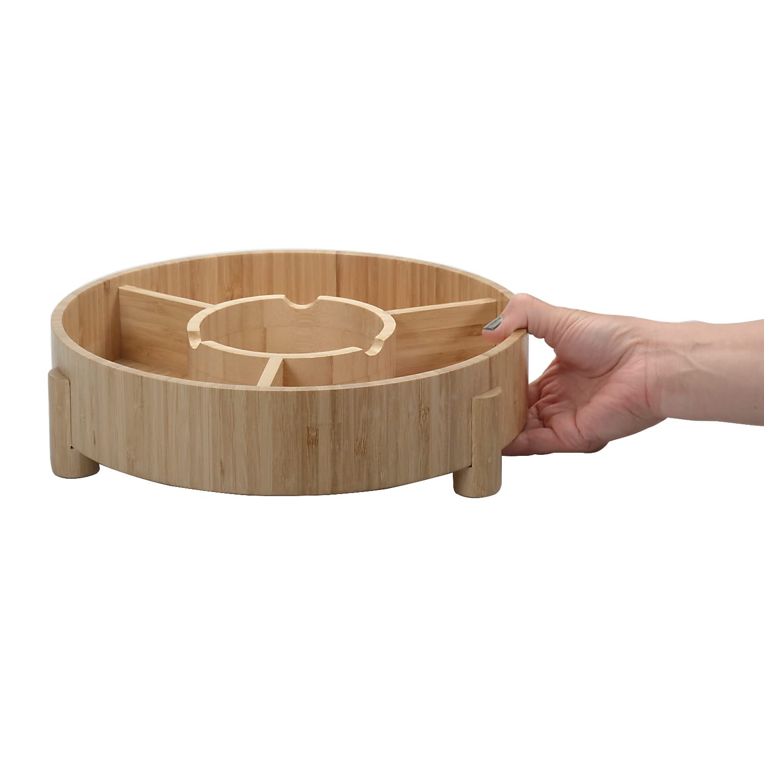 Mobilevision Bamboo Dish Snack Bowl For Pistachios, Peanuts, Sunflower Seeds, Fruit, Olives, Edamame & More Serving Dish For Ent