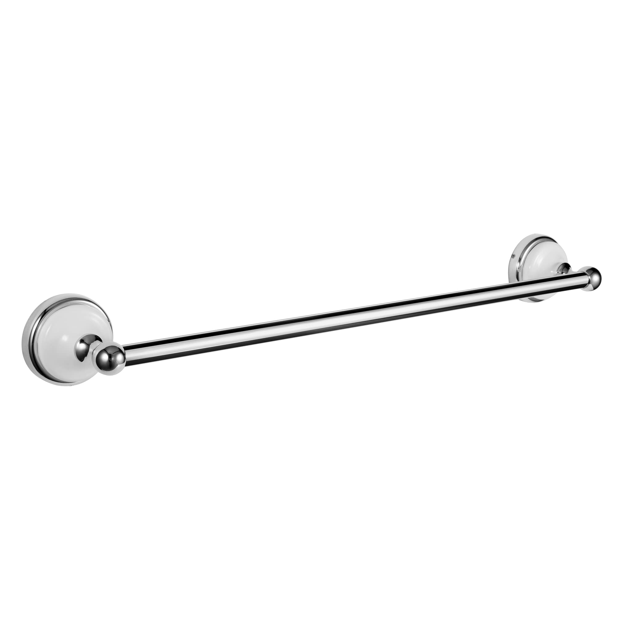 Savannah 24-Inch Wall-Mounted Towel Bar for Bathroom, Polished Chrome and White, Sturdy and Easy to Install - Design House