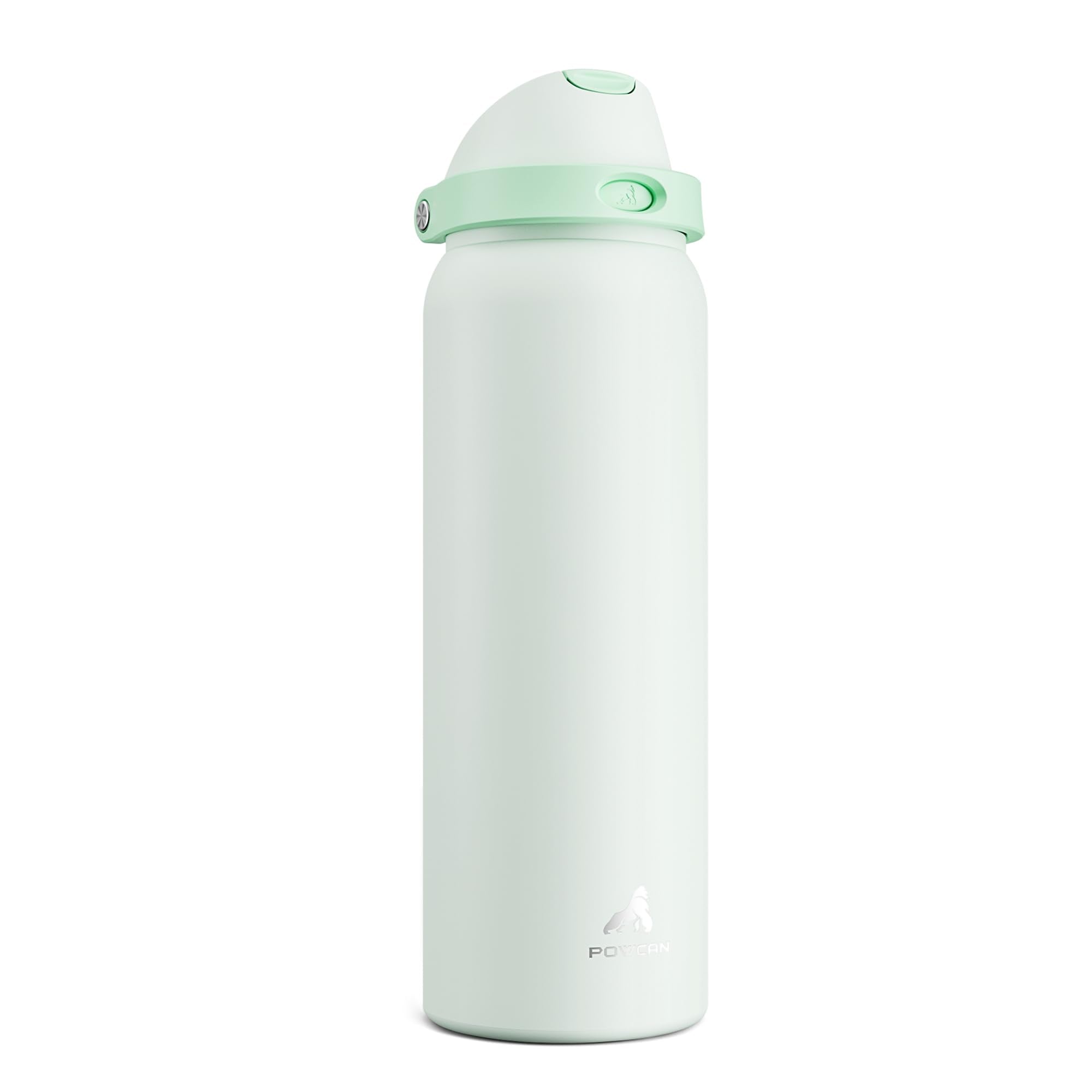 POWCAN 40 oz Metal Water Bottle with Straw for School: One-hand Push Button Lid, Leakproof, Keep Cold 24Hrs, BPA-Free, Insulated