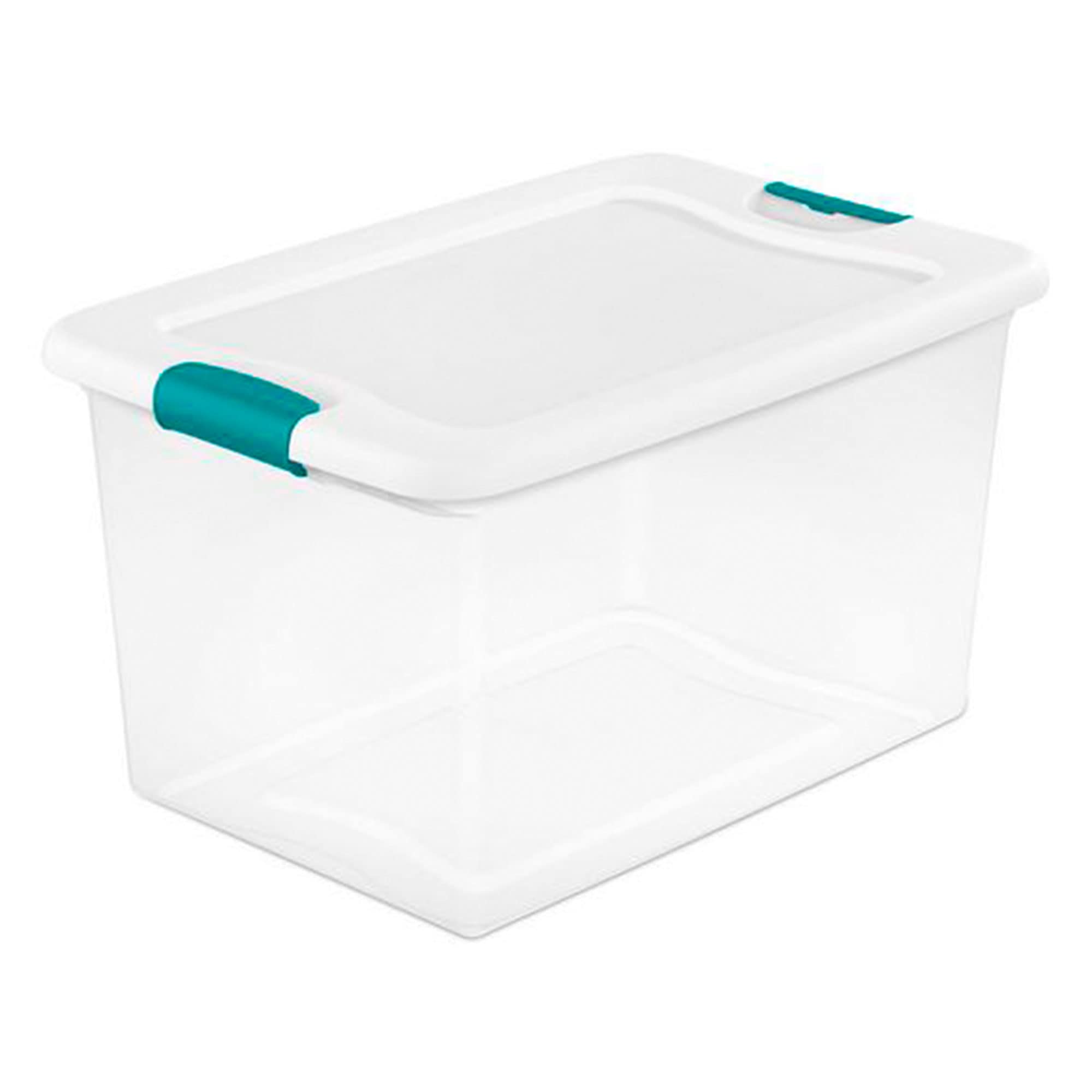 Sterilite 64 Qt Latching Storage Box, Stackable Bin with Latch Lid, Organize Clothes, Blankets, Sports Items in Closet, Clear wi