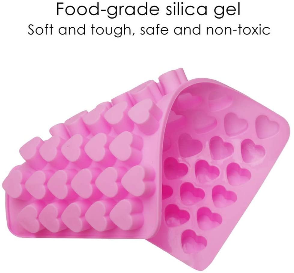 Heart Shaped Silicone Mold For Wax Melts 2Pcs 55-Cavity Heart Valentine Chocolate Silicone Mould Candy Gummy Jelly Ice Cube Tray
