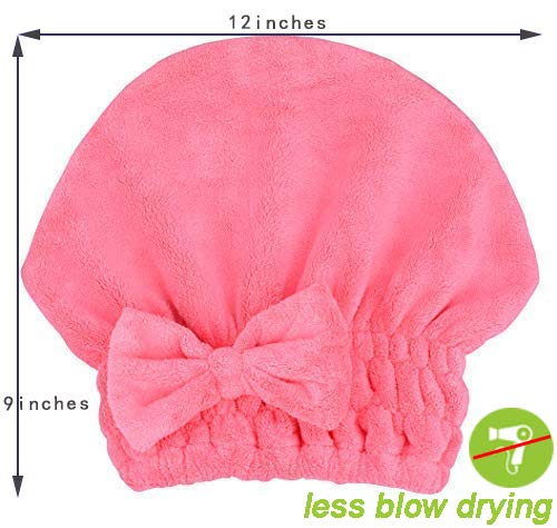 MAYOUTH Microfiber Hair Drying Towels Head wrap with Bow-knot Shower Cap Hair Turban hairWrap Bath Cap for Curly Long & Wet Hair