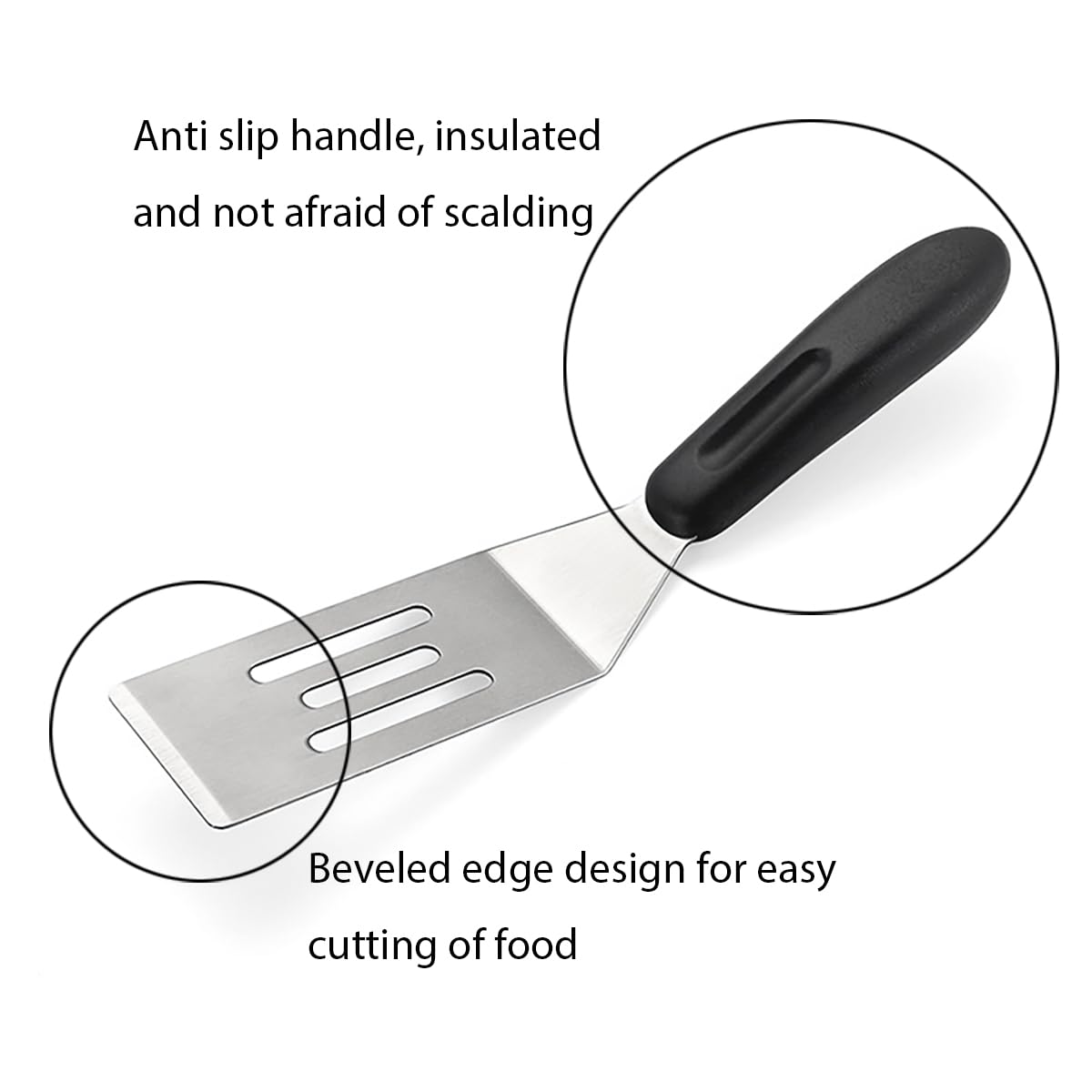 Kunovo Stainless Steel Mini Brownie Spatula, 7.9x1.8 inches, Non-Slip Handle, Silver, Model 01A for Cooking and Baking