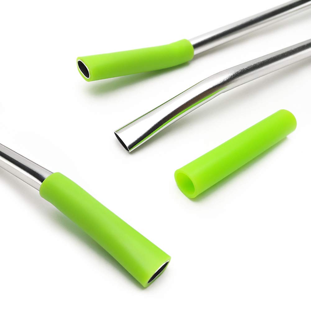 Gfdesign 8.3 Inches Long Yerba Mate Bombilla Gourd Drinking Filter Straws Soft Heatproof Silicone Tips Food-Grade 18/8 Stainless