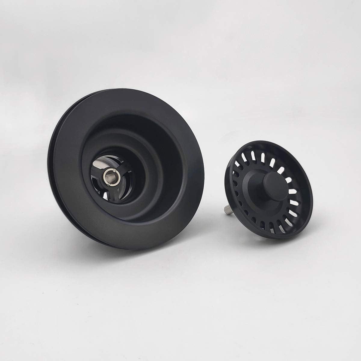 Eadot 3-1/2 Inch Polymer Black Kitchen Sink Drain Assembly With Basket Strainer And Stopper, Kitchen Drain Basket Strainer For G
