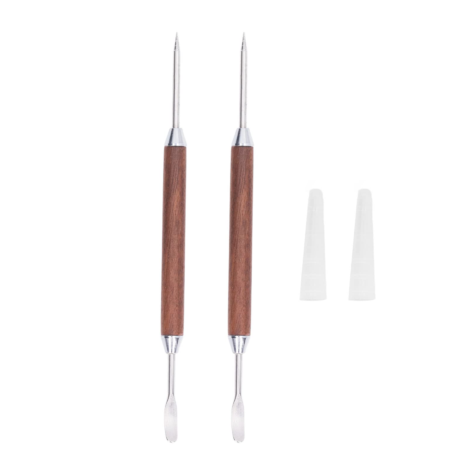 2Pcs Coffee Art Pen, Stainless Steel Coffee Art Pen Double Head Wooden Coffee Art Pen Coffee Fancy Stitch Barista Tool For Cappu