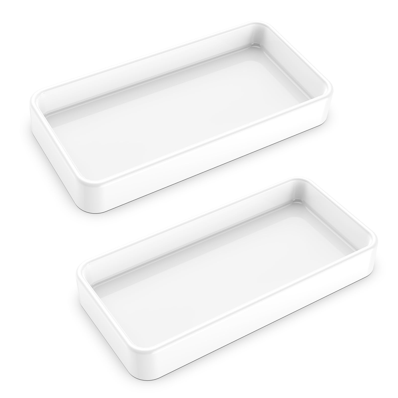 Gurygo 2 Pack 8'' Ceramic Vanity Tray - Kitchen Tray For Soap Bottles - Small Rectangular Vanity Tray For Bathroom - Vanity Tray