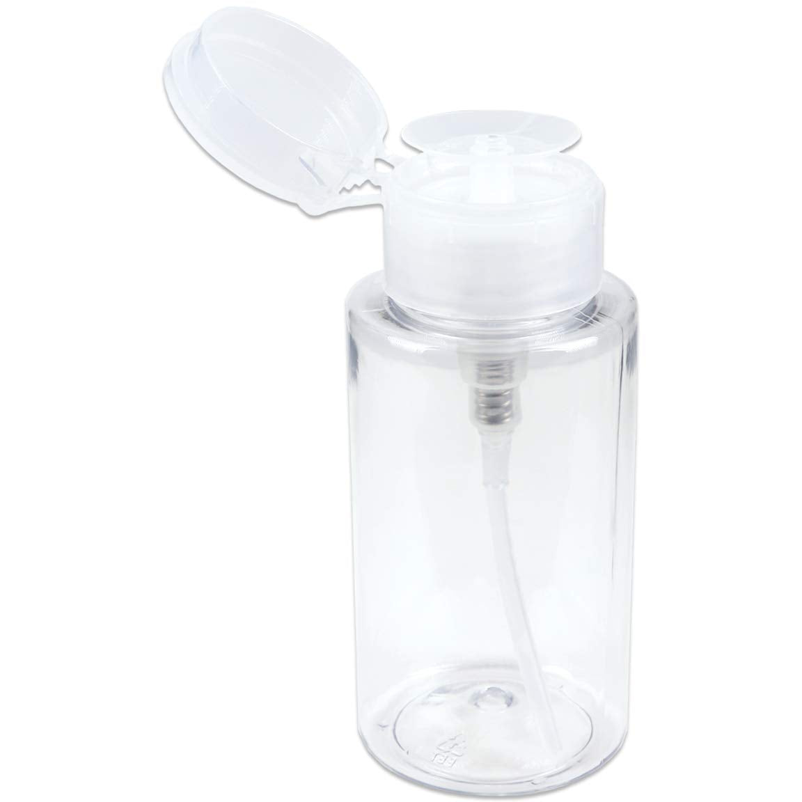 7Oz Push Down Pump Dispenser Flip Top Cap Refillable Empty Bottle - Color: Clear - Lockable Travel Cosmetic Packaging Empty Bott