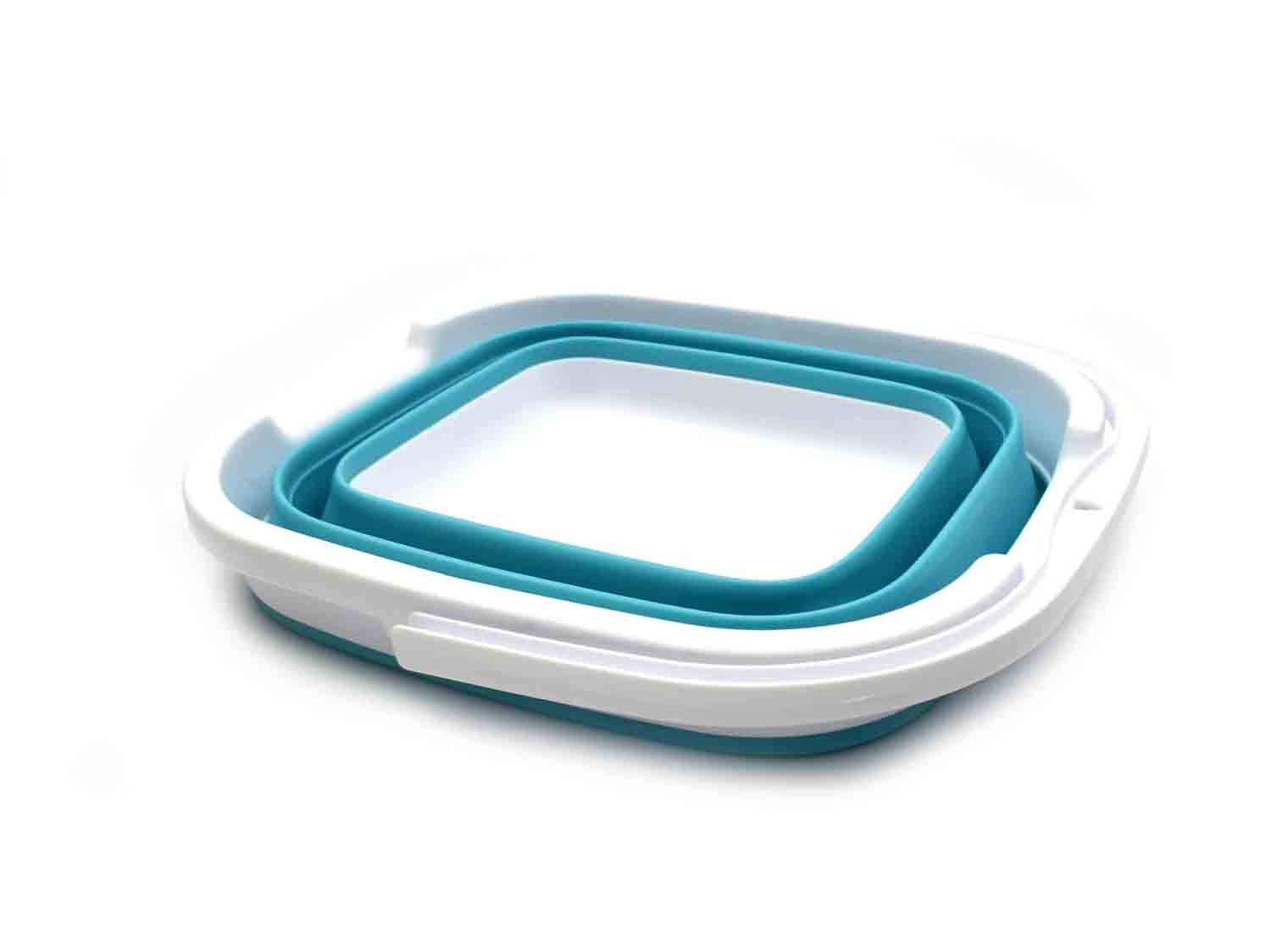 Sammart 10L (2.64 Gallon) Collapsible Rectangular Handy Basket/Bucket (Bright Blue, 1)