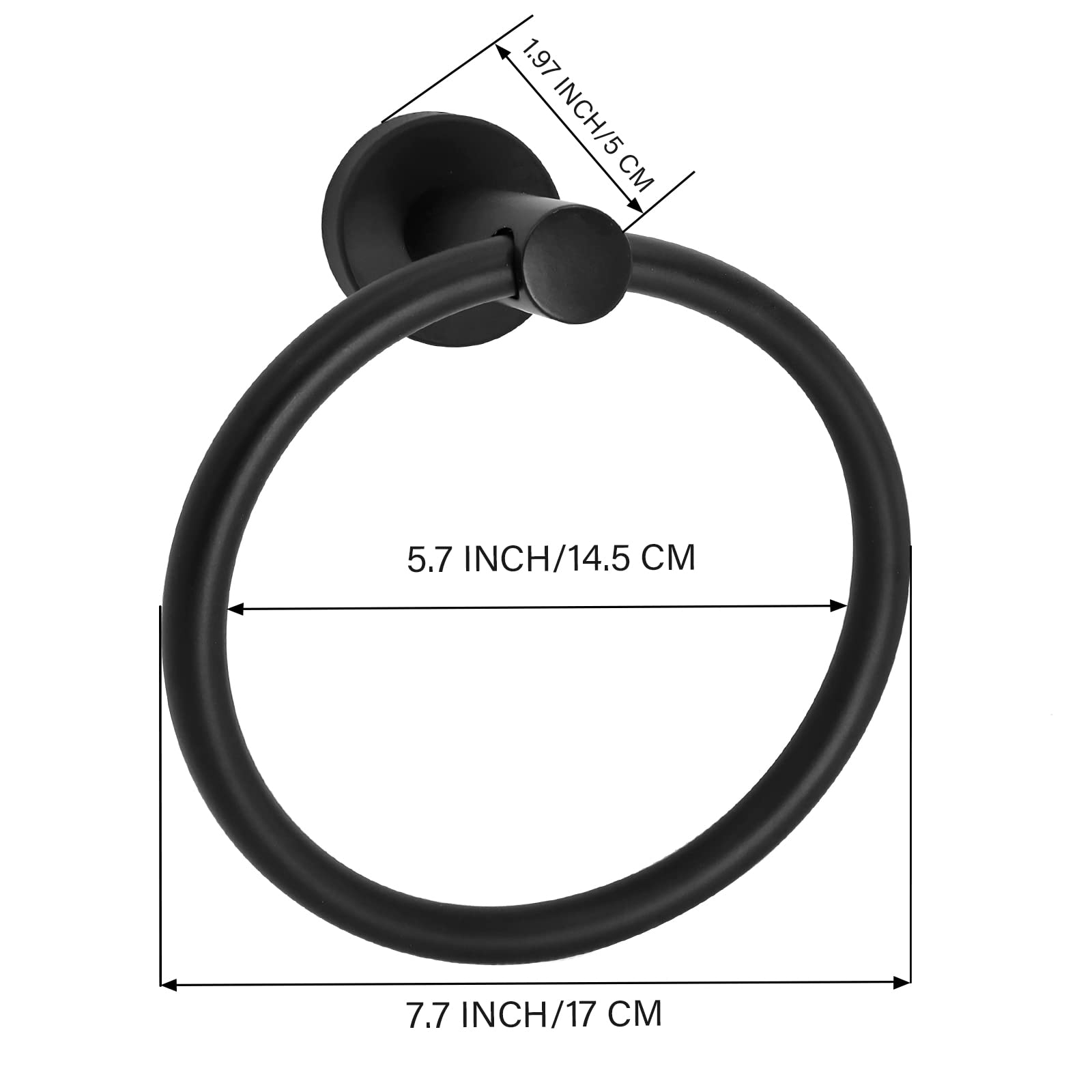 Black Towel Ring Hand Towel Holder for Bathroom Wall Mounted Bathroom Towel Holder Bathroom Towel-Racks Bathroom Hardware Simple Round Towel Hanger SUS 304 Stainless Steel (Black)