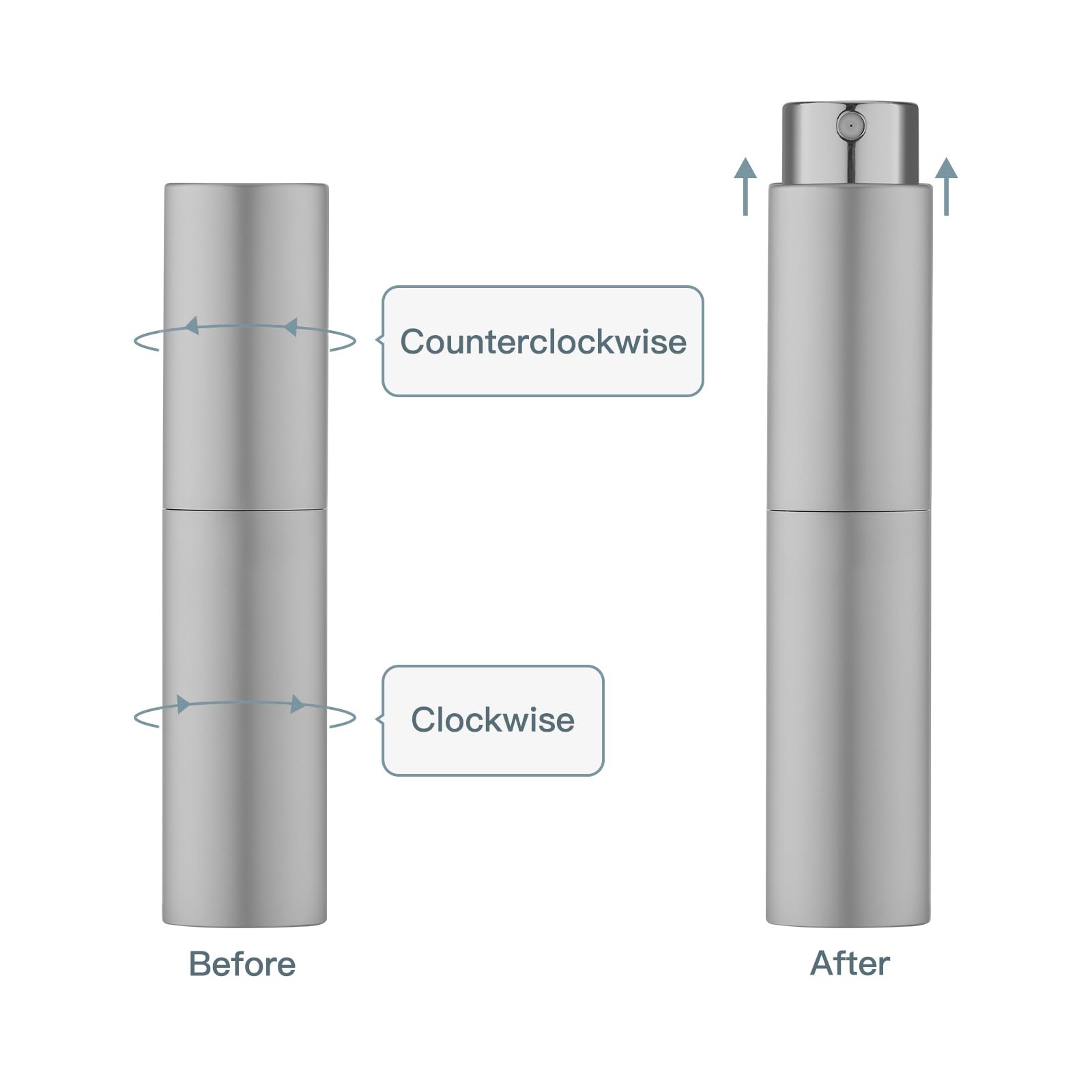 Tekson 10ml Refillable Travel Perfume Atomizer - Mini Grey Cologne Spray Bottle