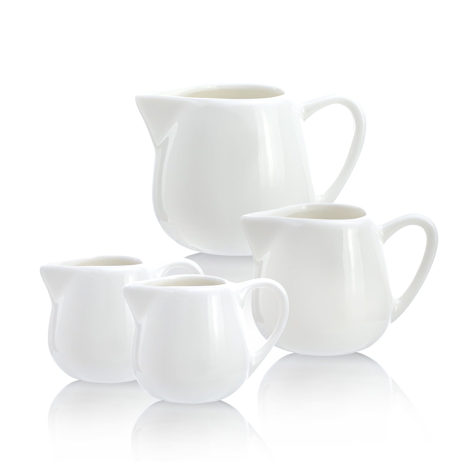 CHOOLD 2 pcs Mini Ceramic Creamer with Handle  Coffee Milk Creamer Pitcher - White - 1.5 oz