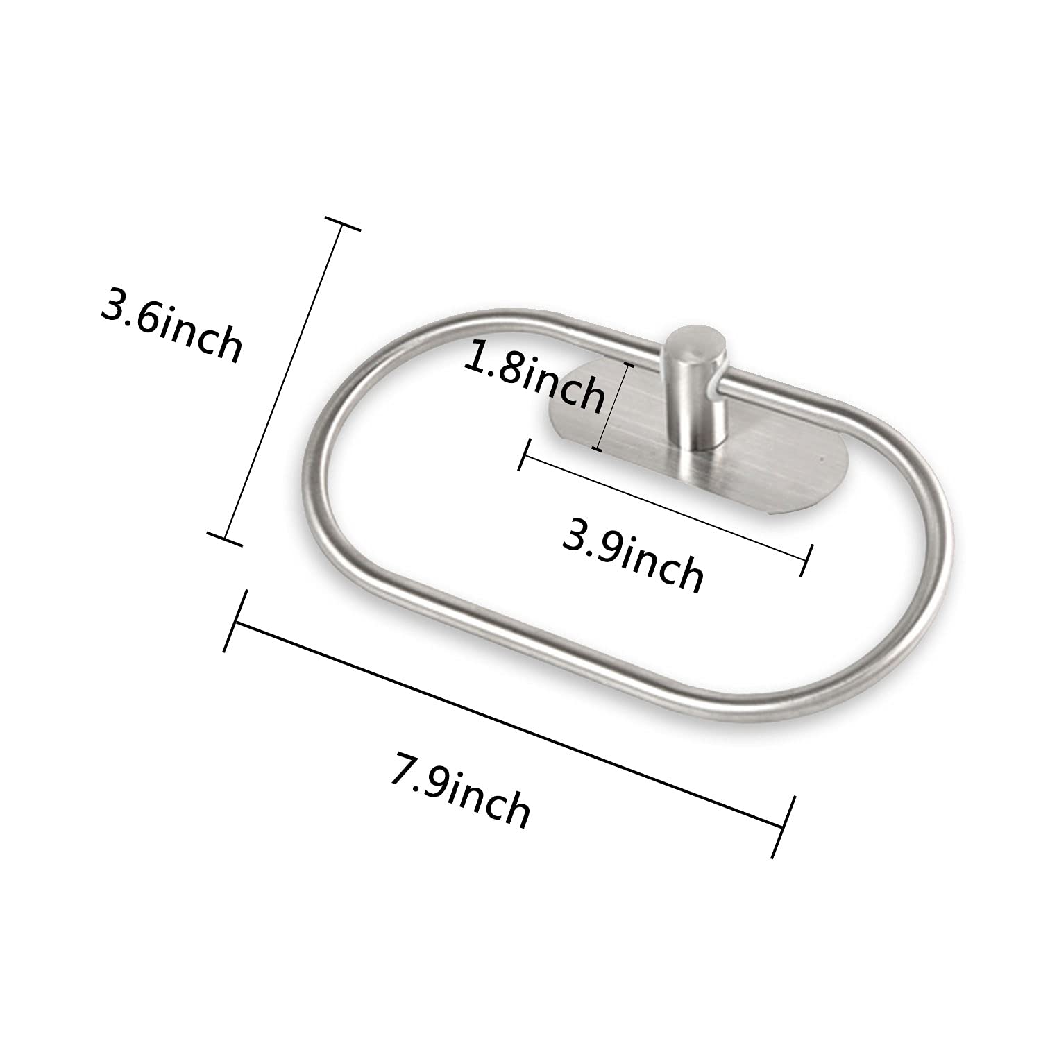 Besteffie Self Adhesive Towel Ring for Bathroom Stainless Steel Adhesive Hand Towel Holder No Drilling Modern Hand Towel Hanger Stick on Wall Brushed Nickel