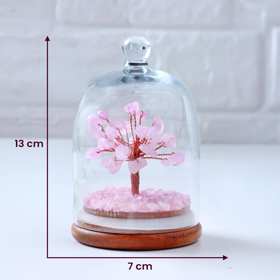 Astrotalk Rose Quartz Dome Crystal Tree | Nurture Connection & Inner Peace | Feng Shui Items for Good Luck | Home Decor for Living Room & Office | Housewarming Gifts | Aesthetic Home Decor Items