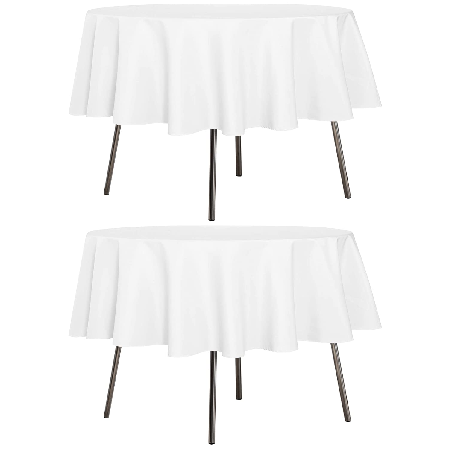 Sancua 2 Pack Round Tablecloth 70 Inch White, Stain And Wrinkle Resistant Table Cloth - Washable Polyester Table Cover For Dinin